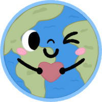 Happy Earth Character with Heart Illustration png