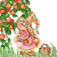 composição do aguarela mão desenhado fofa nórdico escandinavo gnomos e flores e folhas aguarela ilustração. png