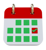 Monthly calendar schedule plan 3d icon. Planning concept for event or holiday planning concept isolated on background. 3D rendering png
