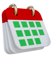 Monthly calendar schedule plan 3d icon. Planning concept for event or holiday planning concept isolated on background. 3D rendering png