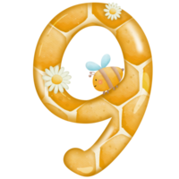 Numbers honey watercolor clip art png