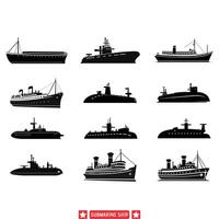 Explore the Depths Submarine Ship Pack for Oceanic Illustrations vector