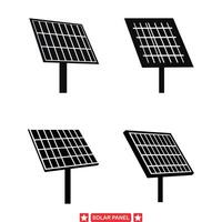 Renewable Energy Icons Comprehensive Set of Solar Panel Silhouettes for Eco Conscious Design Projects and Green Advocacy Campaigns vector