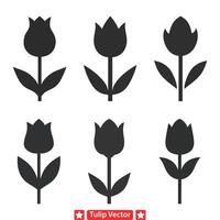 primavera elegancia delicado tulipán siluetas conjunto vector