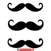 Facial Flourish Mustache Silhouette Assortment Intricate Designs for Refined and Elegant Artworks vector