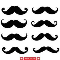 Expressive Appeal Mustache Silhouettes Detailed and Dynamic Designs for Impactful Art vector