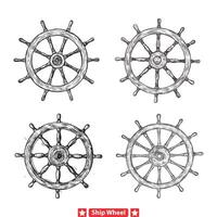 Marine Majesty Artistic Ship s Wheel Silhouette for Ocean themed Creations vector
