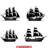 Whaling Heritage Historical Ship Silhouettes Commemorating Traditional Maritime Practices vector