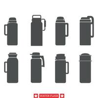 Quench Your Thirst for Design Water Flask Silhouettes vector
