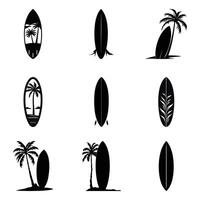 Seaside Adventures Await Discover Freedom with Surfboard Silhouette Set Designs vector