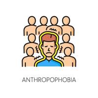Mental anxiety or phobia, anthorophobia line icon vector