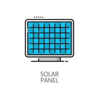 Clean solar power, green energy linear icon vector