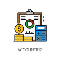 Accounting line icon, financial statement, money vector