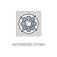 Machine learning, AI automated system line icon vector