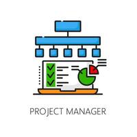 Web development, IT project manager thin line icon vector