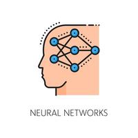 Neural networks icon, AI artificial intelligence vector