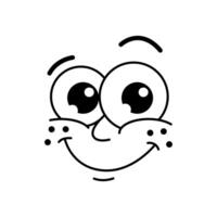 Cartoon funny comic groovie face or big eyes emoji vector