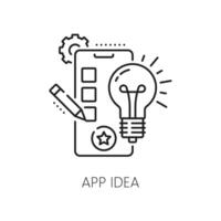 aplicación idea, web aplicación desarrollar y mejoramiento icono vector
