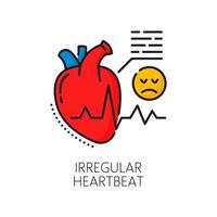 Anemia irregular heartbeat symptom color line icon vector