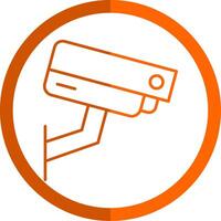 Security Camera Line Orange Circle Icon vector