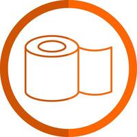 pañuelo de papel rodar línea naranja circulo icono vector