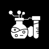 químico reacción glifo invertido icono vector