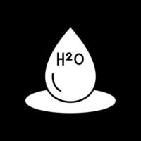 H2O glifo invertido icono vector