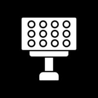 estadio luces glifo invertido icono vector
