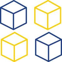 Cube Line Two Color Icon vector