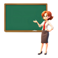 cartoon teacher standing next to a board png