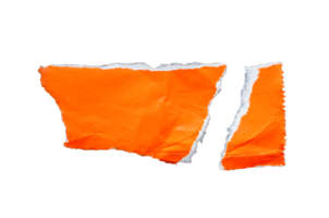 Two piece of ripped orange paper on transparent background png