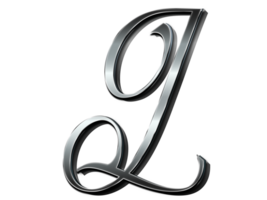 Letter L Metallic Effect Calligraphic Style png