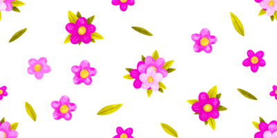 Simple seamless background of blooming pink flowers. Wedding pattern. Cartoon illustration. Hand drawn illustration on isolated background png