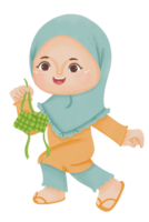 muçulmano criança segurando ketupat png