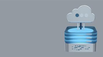 Cloud computing technology animation. Cloud data center with hosting server. Network and database. Cloud storage video