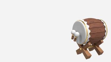 Mosque drum animation for ramadan. Bedug drum 3d animation. 3D drum with sticks. Seamless 3d animation video