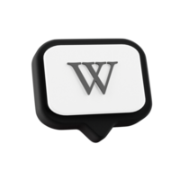 black speech bubble icon with wikipedia logo, transparent background png