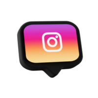 instagram logo on colourful popup speech bubble 3d object png