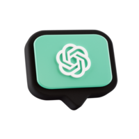 chatgpt logo Aan zwart 3d pop-up toespraak bubbel icoon voorwerp png