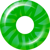 Realistic green swimming ring isolated on transparent background. Summer inflatable ring. Summertime element png