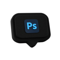 3d discours bulle objet avec Photoshop logo, sur transparent Contexte png