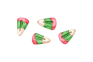 aquarelle illustration ensemble de traditionnel Noël bonbons. vacances bonbons cannes avec rouge, vert et blanc rayures. bonbons isolé sur Contexte pour salutation carte, affiche, modèle, invitation, hiver png