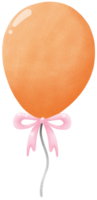 Orange helium balloon with ribbon png