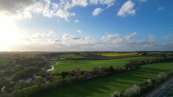 High Angle View of British Countryside Landscape of Renbourn Village, England United Kingdom During Sunset. April 7th, 2024 video