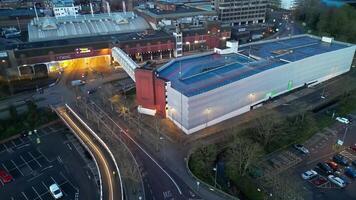 High Angle Night Footage of Illuminated Central Aylesbury Town of England United Kingdom. April 1st, 2024 video