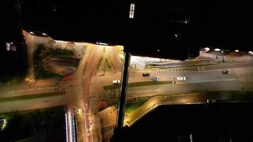 High Angle Night Footage of Illuminated Central Aylesbury Town of England United Kingdom. April 1st, 2024 video