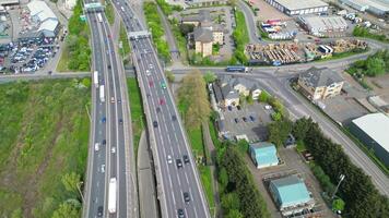 Aerial View of Roads and Traffic at Central Dartford London City of England Great Britain. April 14th, 2024 video