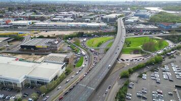 Beautiful Aerial Footage of west Brent Cross London City and Traffic of England United Kingdom. April 12th, 2024 video