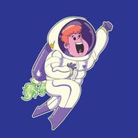 an astronaut with a purple suit on and a purple background vector