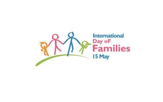 International Day of Families grading 15 May International Day of Families stock illustration Family day. Happy international day for families. Cute couple with childrens, father and mother running vector